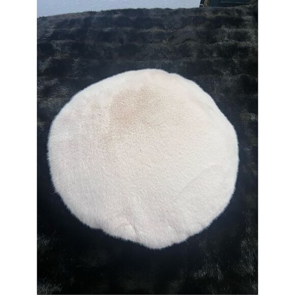 Cb2 Harlee furry fuzzy fur round pillow seeded - Picture 1 of 3